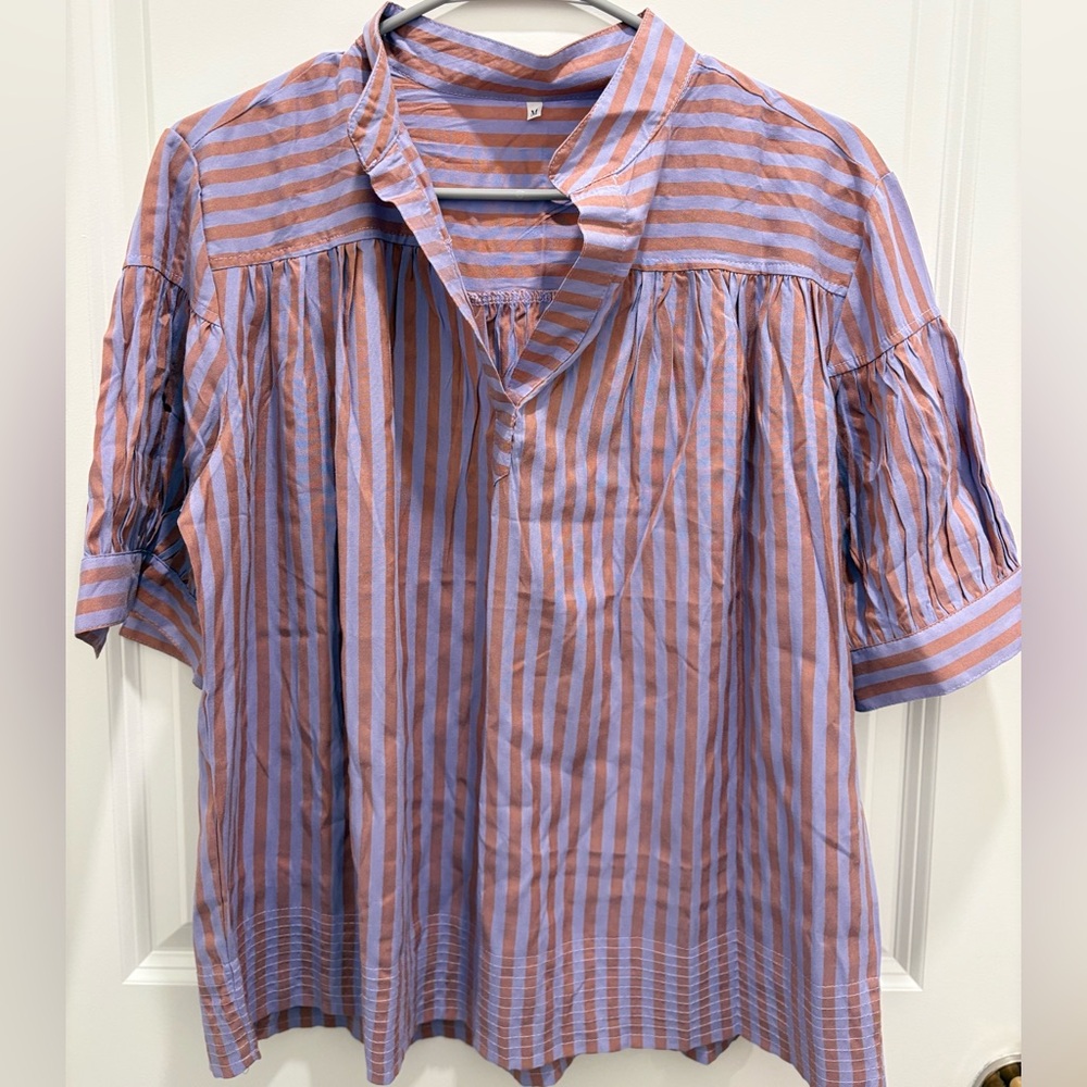 Blue and Purple Tunic with Relaxed Silhouette